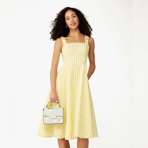 NWT - Kate Spade - Basket Stripe Fit-and-flare Dress - Dandelion Yellow - Size 2